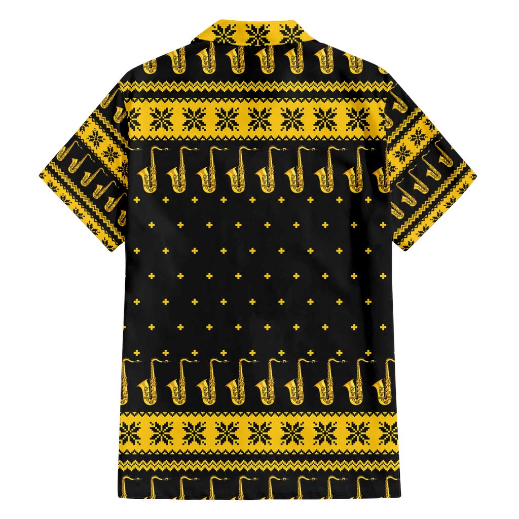 Saxophone The Instrument For Intellegent People Christmas Family Matching Short Sleeve Bodycon Dress and Hawaiian Shirt Xmas Holiday Patterns - Wonder Print Shop