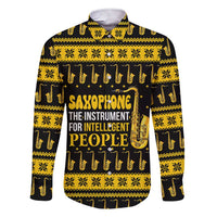 Saxophone The Instrument For Intellegent People Christmas Family Matching Short Sleeve Bodycon Dress and Hawaiian Shirt Xmas Holiday Patterns - Wonder Print Shop