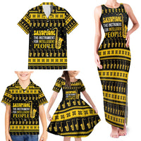 Saxophone The Instrument For Intellegent People Christmas Family Matching Tank Maxi Dress and Hawaiian Shirt Xmas Holiday Patterns - Wonder Print Shop