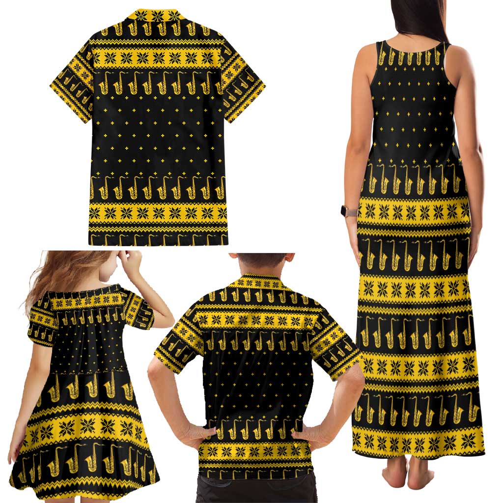 Saxophone The Instrument For Intellegent People Christmas Family Matching Tank Maxi Dress and Hawaiian Shirt Xmas Holiday Patterns - Wonder Print Shop
