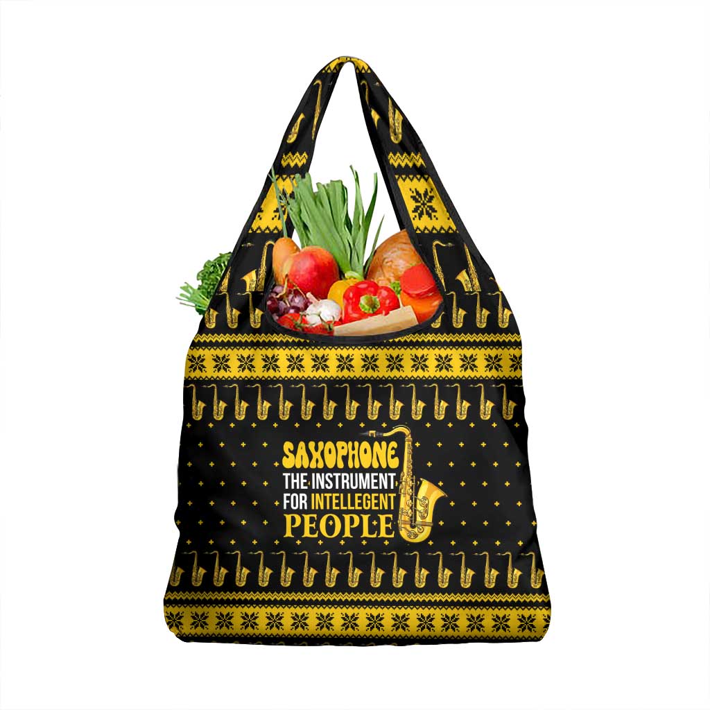 Saxophone The Instrument For Intellegent People Christmas Grocery Bag Xmas Holiday Patterns - Wonder Print Shop