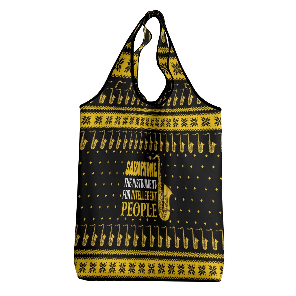 Saxophone The Instrument For Intellegent People Christmas Grocery Bag Xmas Holiday Patterns - Wonder Print Shop