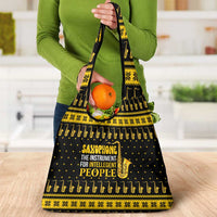 Saxophone The Instrument For Intellegent People Christmas Grocery Bag Xmas Holiday Patterns - Wonder Print Shop