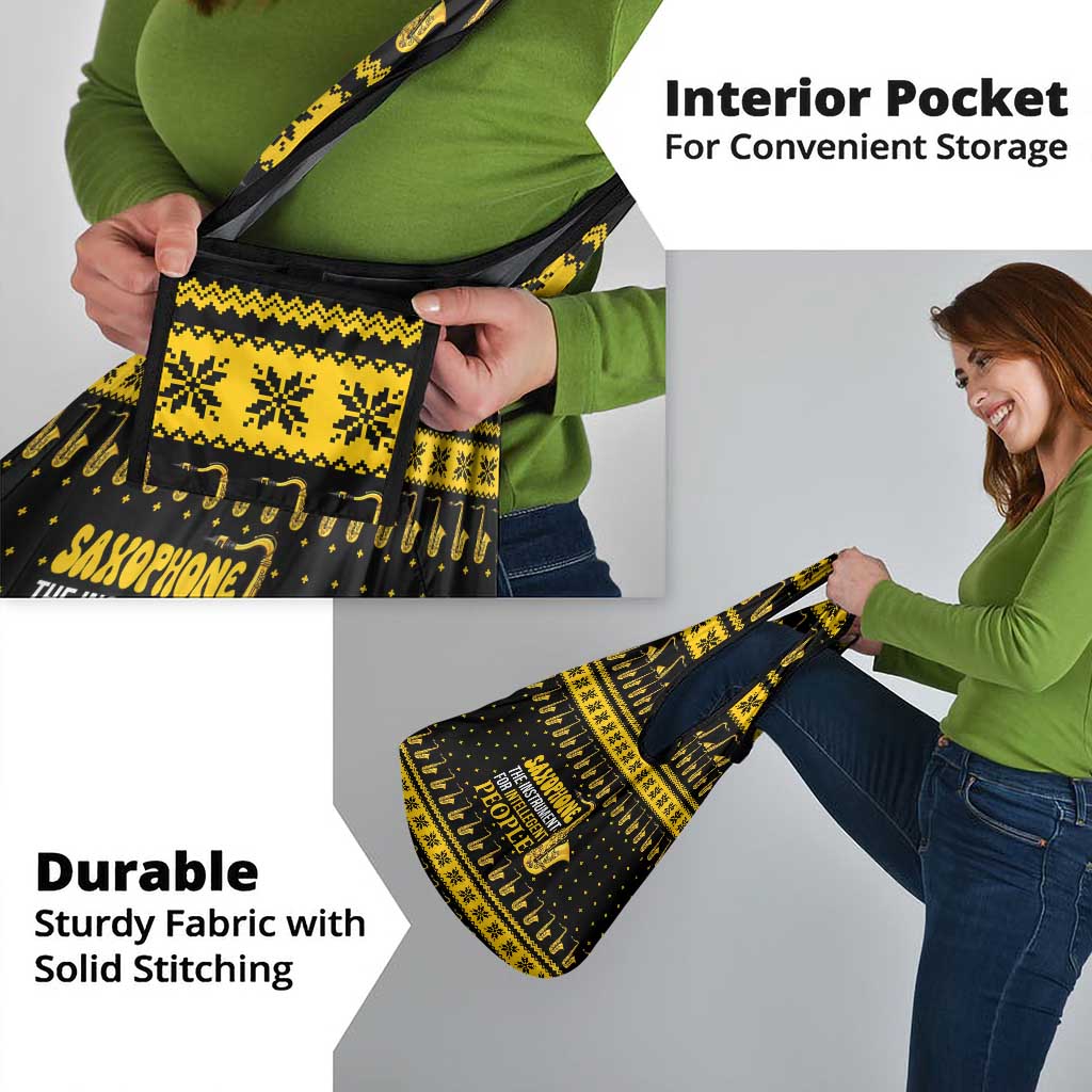 Saxophone The Instrument For Intellegent People Christmas Grocery Bag Xmas Holiday Patterns - Wonder Print Shop
