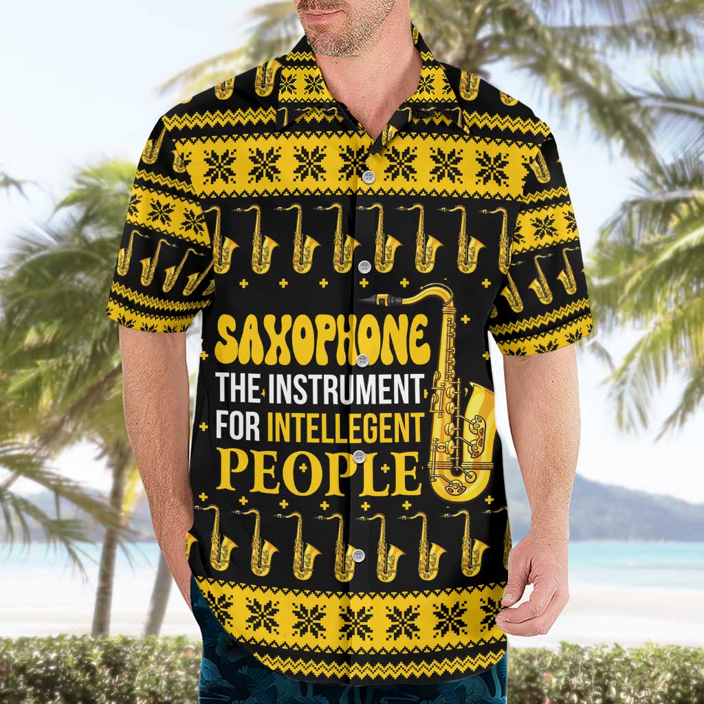 Saxophone The Instrument For Intellegent People Christmas Hawaiian Shirt Xmas Holiday Patterns - Wonder Print Shop