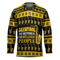 Saxophone The Instrument For Intellegent People Christmas Hockey Jersey Xmas Holiday Patterns - Wonder Print Shop