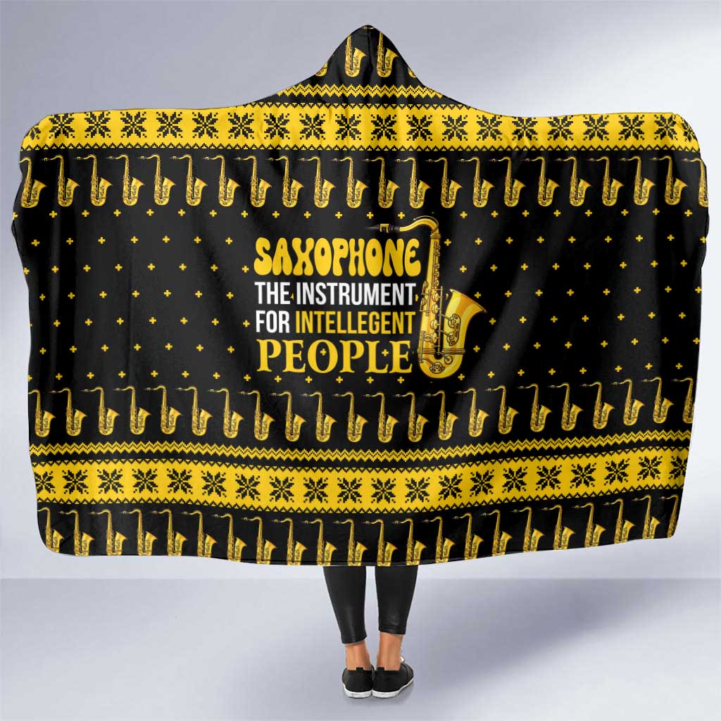 Saxophone The Instrument For Intellegent People Christmas Hooded Blanket Xmas Holiday Patterns - Wonder Print Shop