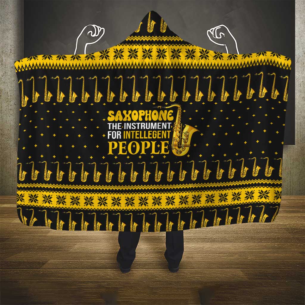 Saxophone The Instrument For Intellegent People Christmas Hooded Blanket Xmas Holiday Patterns - Wonder Print Shop