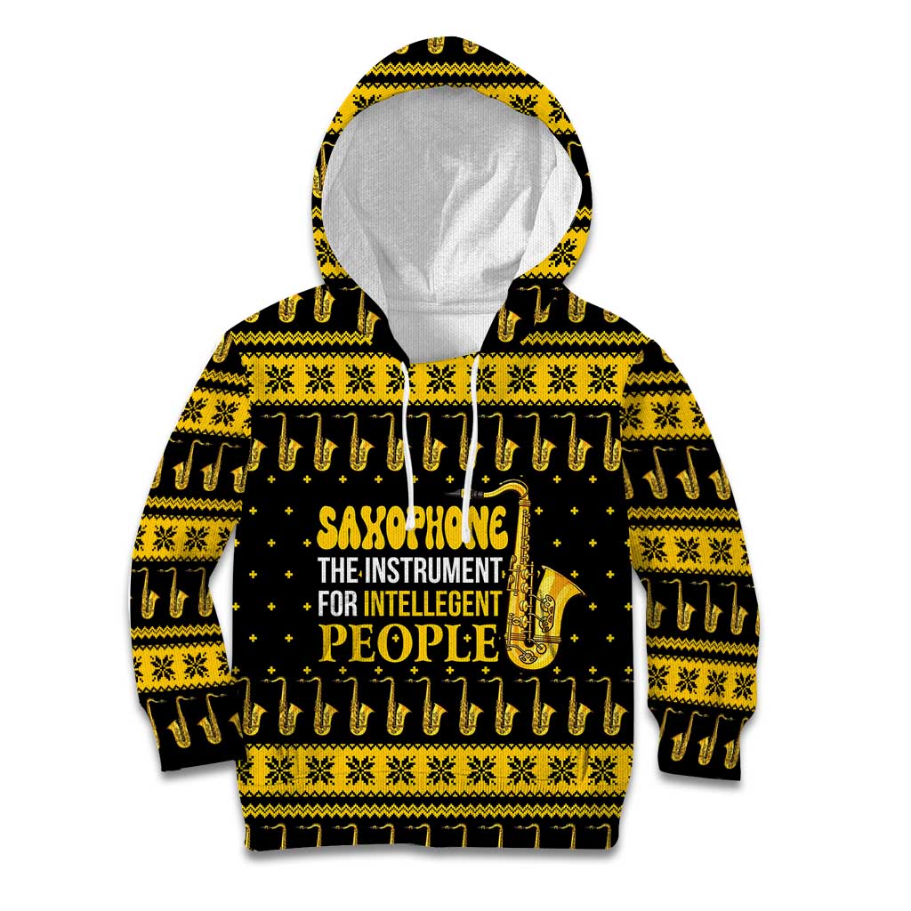 Saxophone The Instrument For Intellegent People Christmas Kid Hoodie Xmas Holiday Patterns - Wonder Print Shop