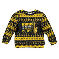 Saxophone The Instrument For Intellegent People Christmas Kid Ugly Christmas Sweater Xmas Holiday Patterns - Wonder Print Shop