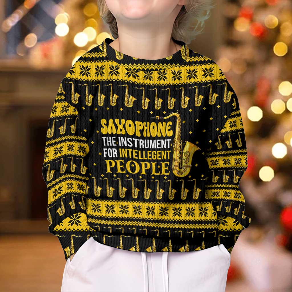 Saxophone The Instrument For Intellegent People Christmas Kid Ugly Christmas Sweater Xmas Holiday Patterns - Wonder Print Shop