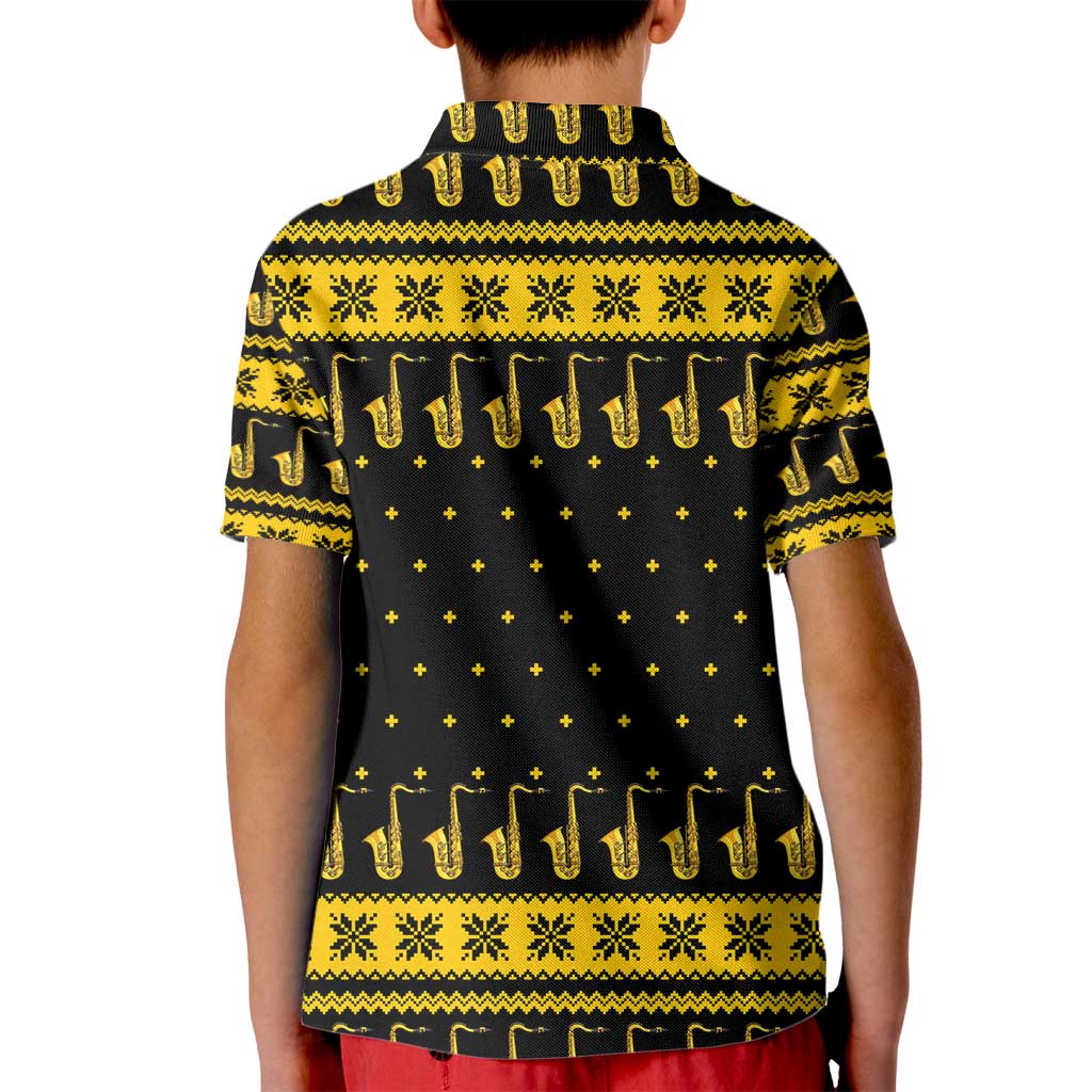 Saxophone The Instrument For Intellegent People Christmas Kid Polo Shirt Xmas Holiday Patterns - Wonder Print Shop