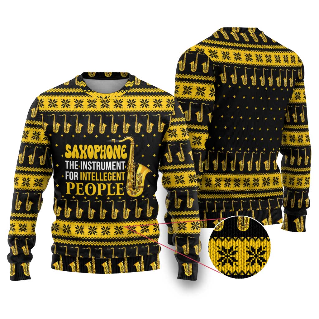 Saxophone The Instrument For Intellegent People Christmas Ugly Christmas Sweater Xmas Holiday Patterns - Wonder Print Shop