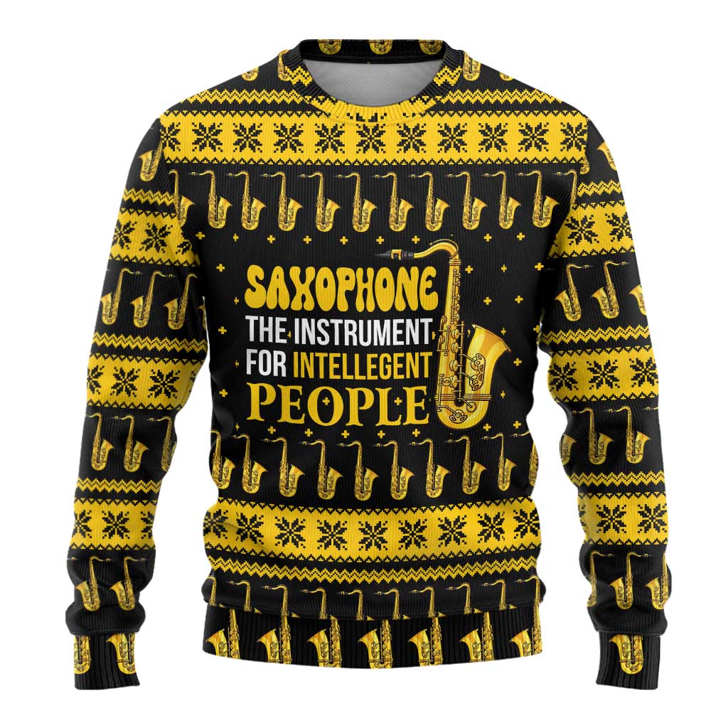 Saxophone The Instrument For Intellegent People Christmas Ugly Christmas Sweater Xmas Holiday Patterns - Wonder Print Shop