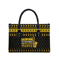 Saxophone The Instrument For Intellegent People Christmas Leather Bag Xmas Holiday Patterns - Wonder Print Shop