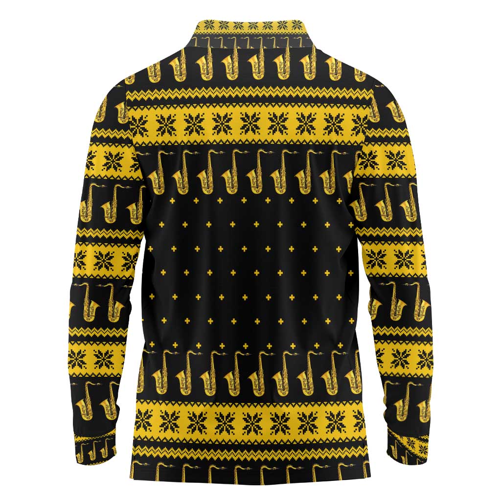 Saxophone The Instrument For Intellegent People Christmas Long Sleeve Polo Shirt Xmas Holiday Patterns - Wonder Print Shop