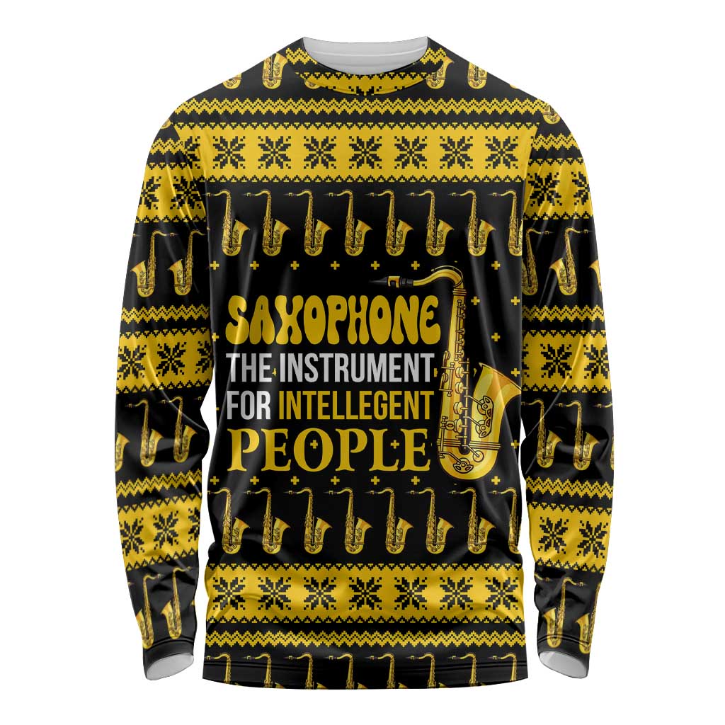 Saxophone The Instrument For Intellegent People Christmas Long Sleeve Shirt Xmas Holiday Patterns - Wonder Print Shop
