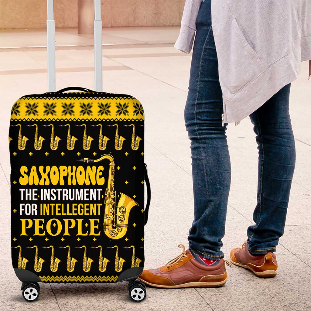Saxophone The Instrument For Intellegent People Christmas Luggage Cover Xmas Holiday Patterns - Wonder Print Shop