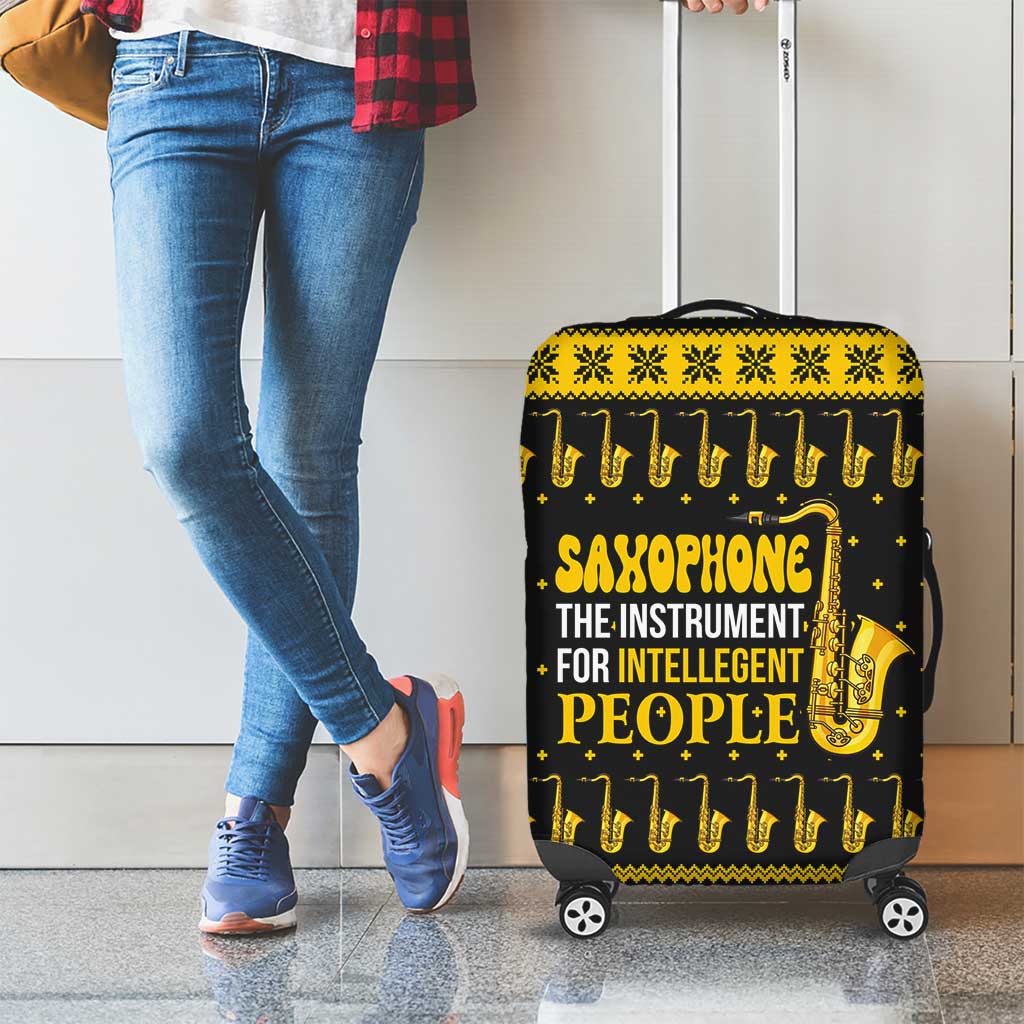 Saxophone The Instrument For Intellegent People Christmas Luggage Cover Xmas Holiday Patterns - Wonder Print Shop