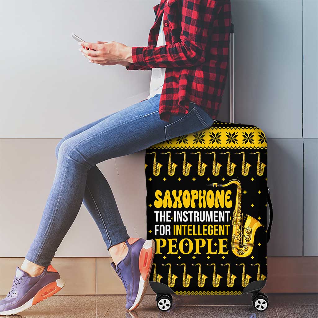 Saxophone The Instrument For Intellegent People Christmas Luggage Cover Xmas Holiday Patterns - Wonder Print Shop
