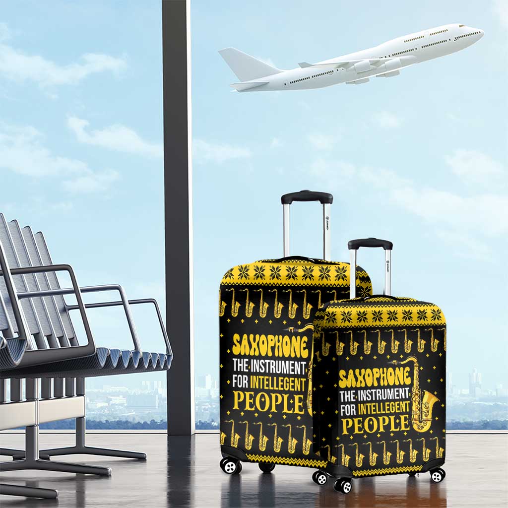 Saxophone The Instrument For Intellegent People Christmas Luggage Cover Xmas Holiday Patterns - Wonder Print Shop