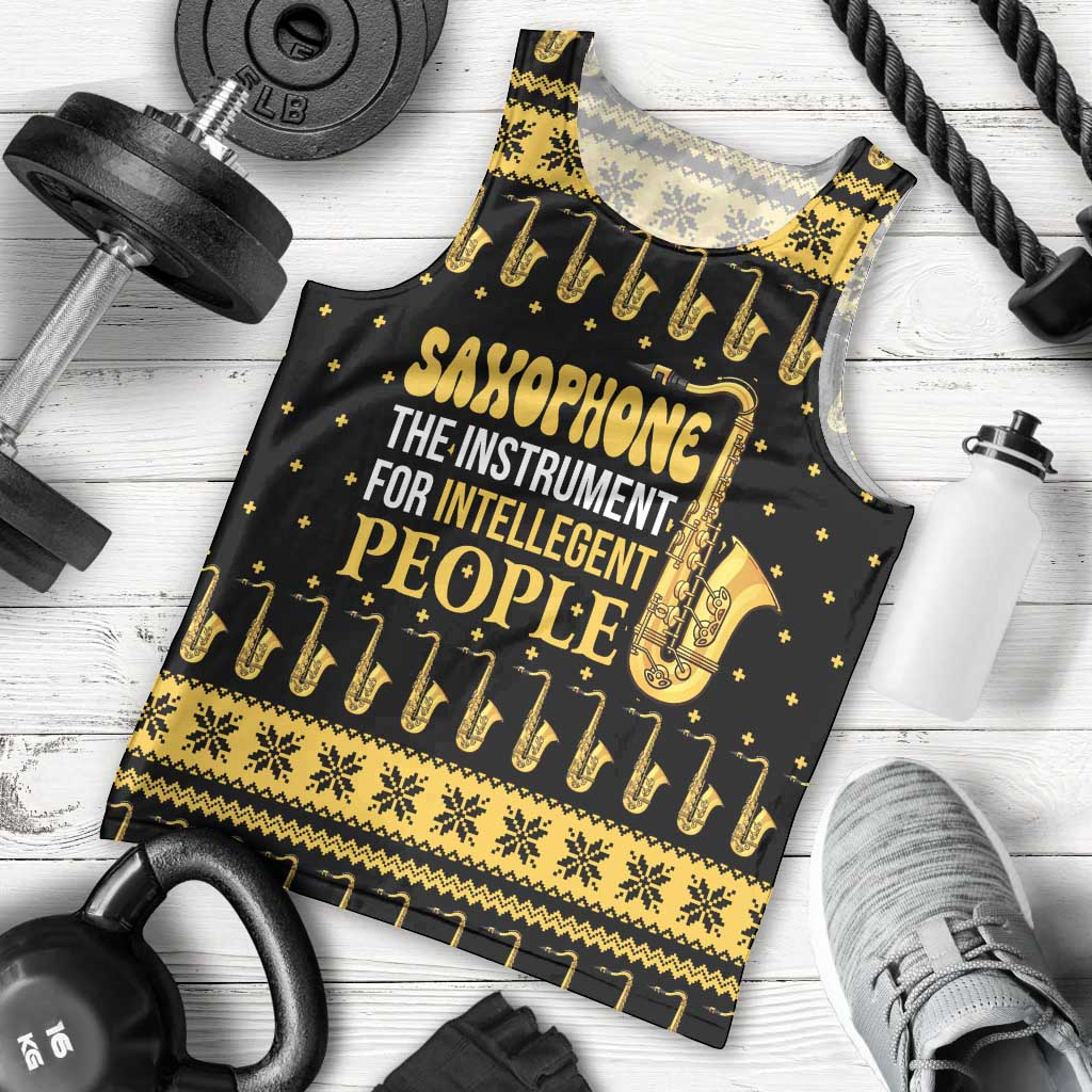 Saxophone The Instrument For Intellegent People Christmas Men Tank Top Xmas Holiday Patterns - Wonder Print Shop