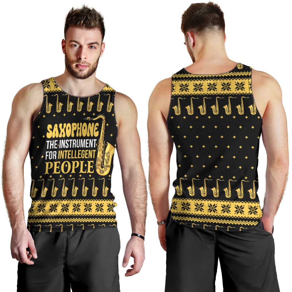 Saxophone The Instrument For Intellegent People Christmas Men Tank Top Xmas Holiday Patterns - Wonder Print Shop