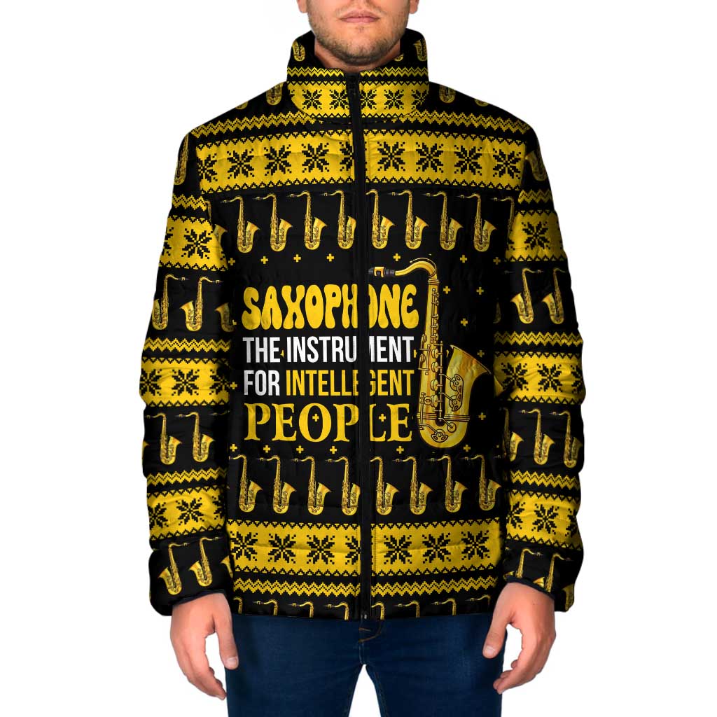 Saxophone The Instrument For Intellegent People Christmas Padded Jacket Xmas Holiday Patterns - Wonder Print Shop