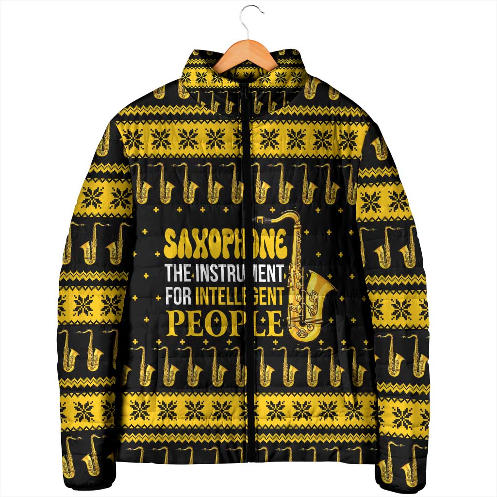 Saxophone The Instrument For Intellegent People Christmas Padded Jacket Xmas Holiday Patterns - Wonder Print Shop