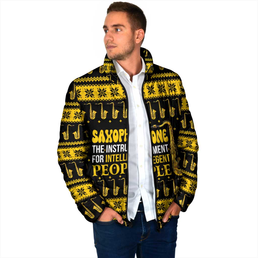 Saxophone The Instrument For Intellegent People Christmas Padded Jacket Xmas Holiday Patterns - Wonder Print Shop