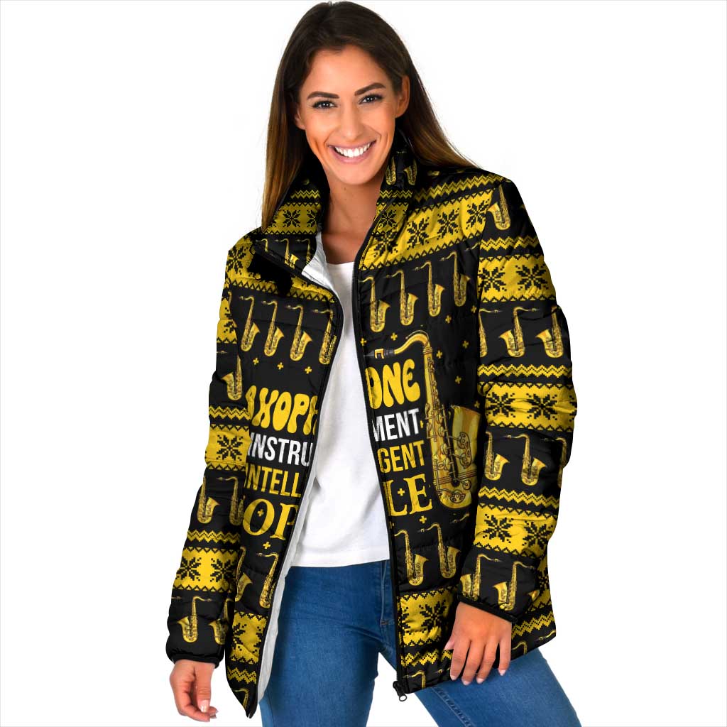 Saxophone The Instrument For Intellegent People Christmas Padded Jacket Xmas Holiday Patterns - Wonder Print Shop