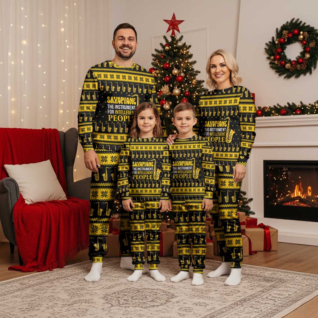 Saxophone The Instrument For Intellegent People Christmas Pajama Set Xmas Holiday Patterns - Wonder Print Shop