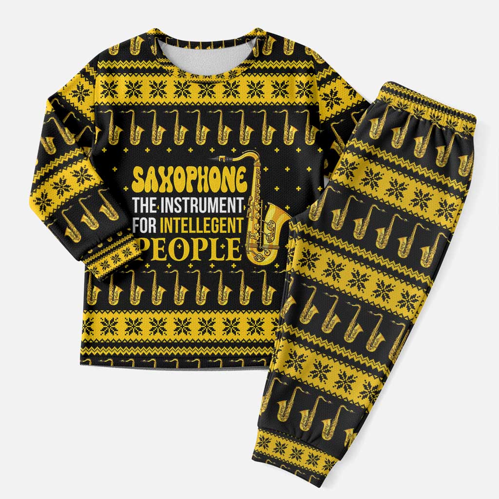 Saxophone The Instrument For Intellegent People Christmas Pajama Set Xmas Holiday Patterns - Wonder Print Shop