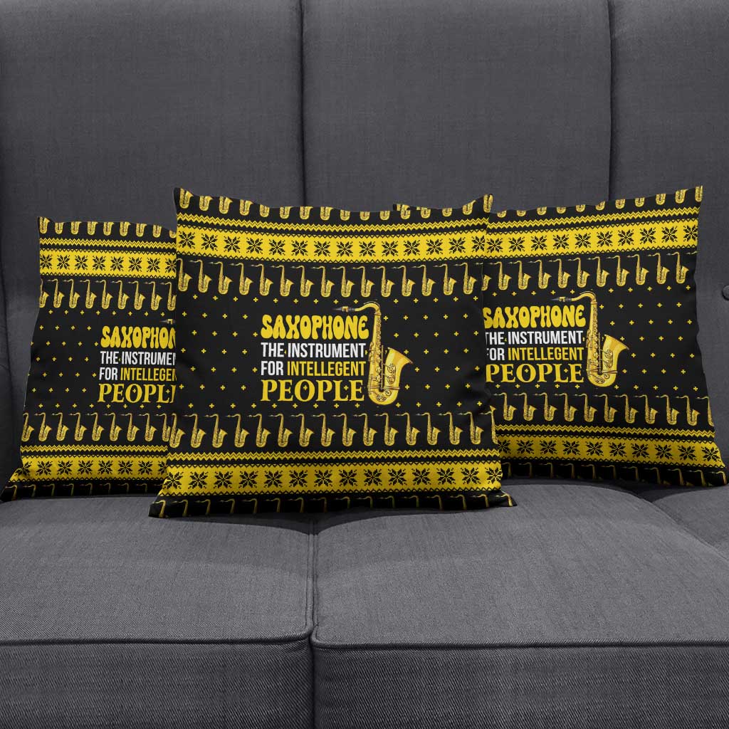 Saxophone The Instrument For Intellegent People Christmas Pillow Cover Xmas Holiday Patterns - Wonder Print Shop