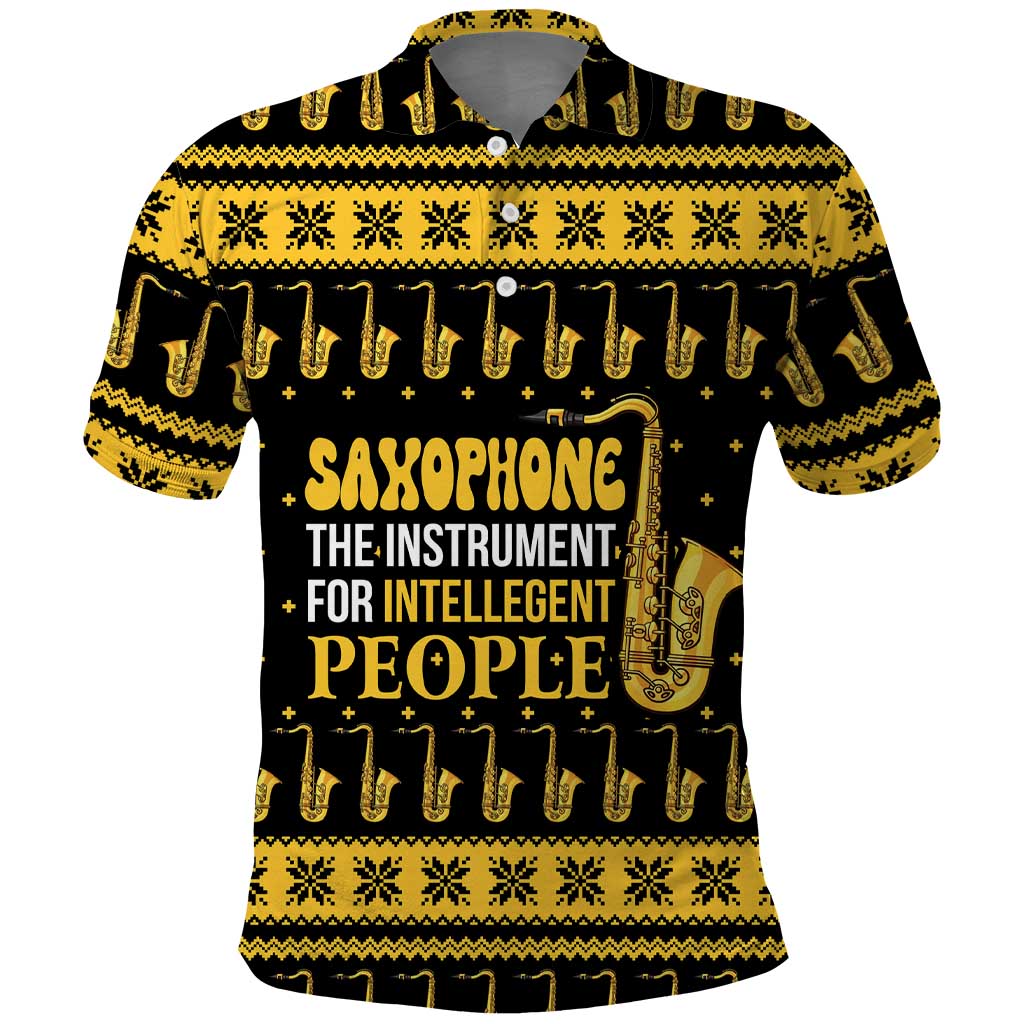 Saxophone The Instrument For Intellegent People Christmas Polo Shirt Xmas Holiday Patterns - Wonder Print Shop