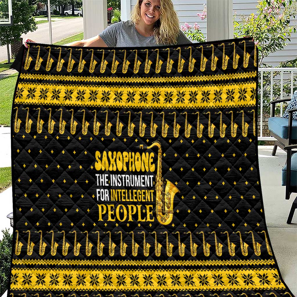 Saxophone The Instrument For Intellegent People Christmas Quilt Xmas Holiday Patterns - Wonder Print Shop