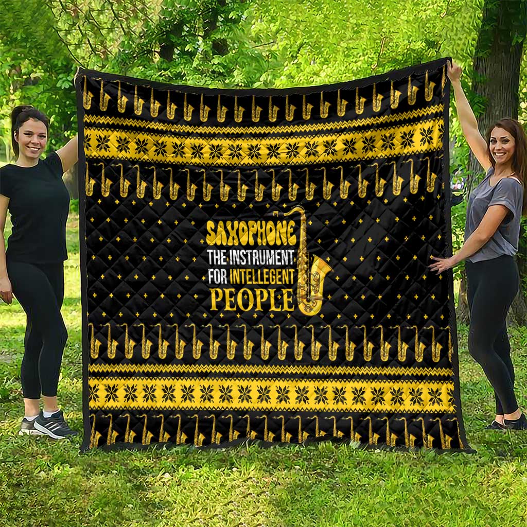 Saxophone The Instrument For Intellegent People Christmas Quilt Xmas Holiday Patterns - Wonder Print Shop