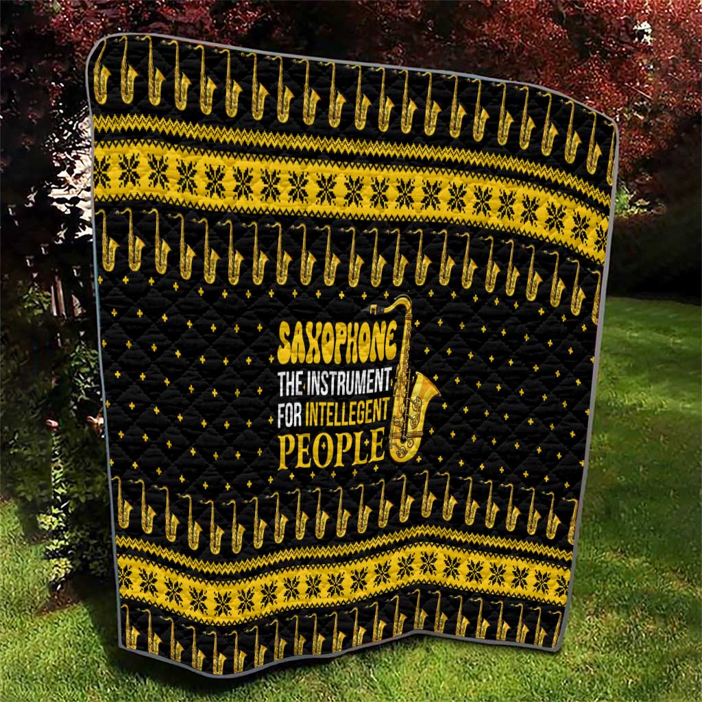 Saxophone The Instrument For Intellegent People Christmas Quilt Xmas Holiday Patterns - Wonder Print Shop