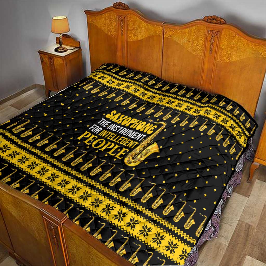 Saxophone The Instrument For Intellegent People Christmas Quilt Xmas Holiday Patterns - Wonder Print Shop