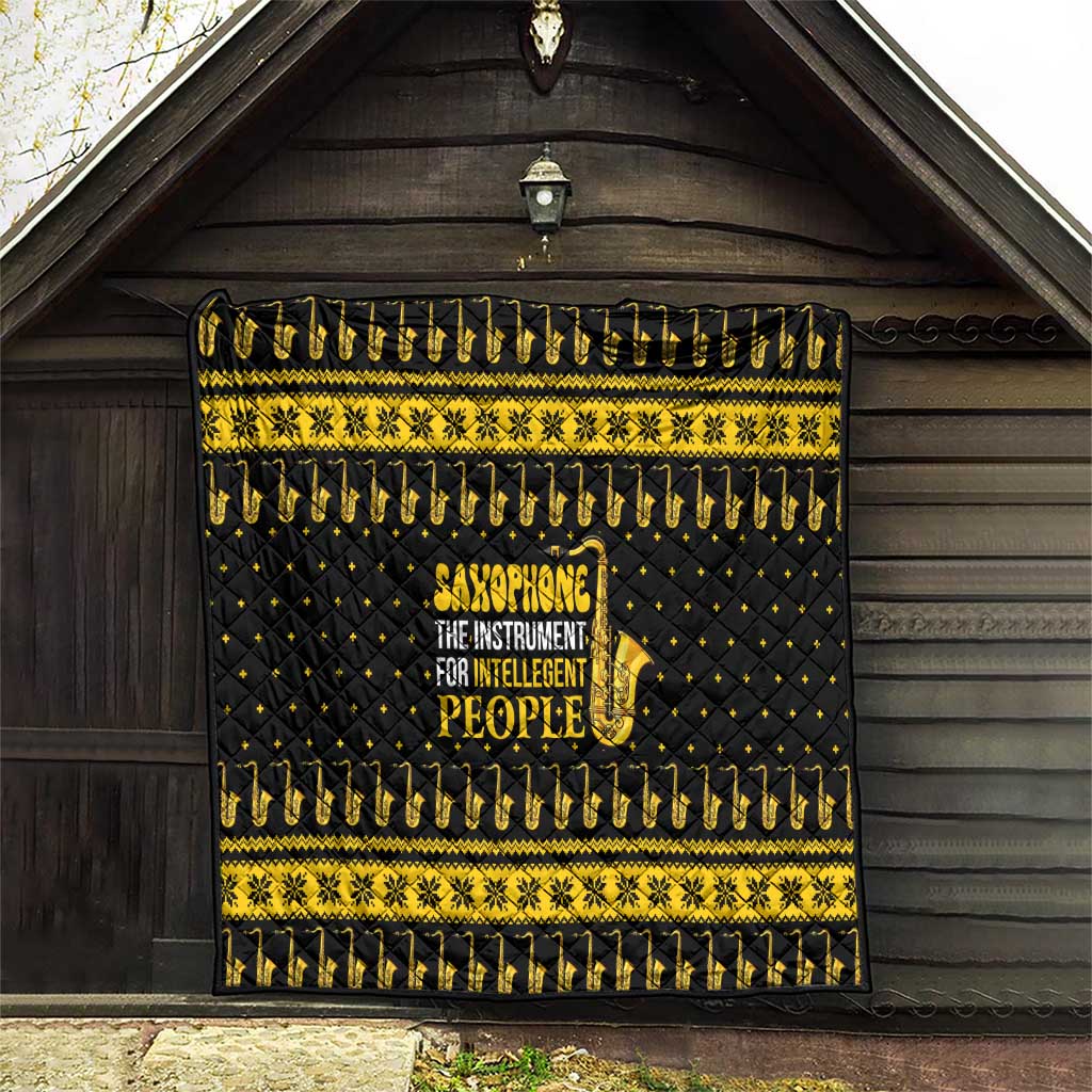 Saxophone The Instrument For Intellegent People Christmas Quilt Xmas Holiday Patterns - Wonder Print Shop