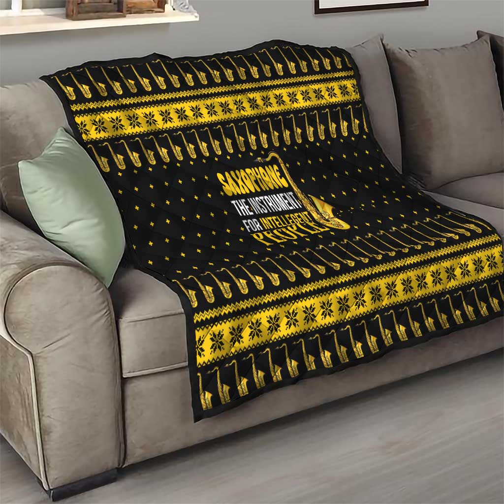 Saxophone The Instrument For Intellegent People Christmas Quilt Xmas Holiday Patterns - Wonder Print Shop