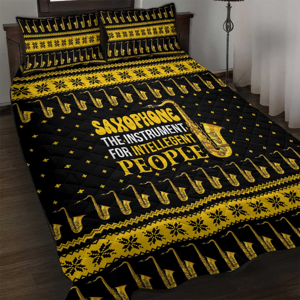 Saxophone The Instrument For Intellegent People Christmas Quilt Bed Set Xmas Holiday Patterns - Wonder Print Shop