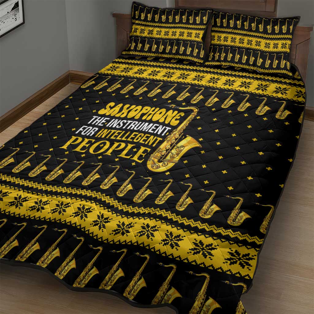Saxophone The Instrument For Intellegent People Christmas Quilt Bed Set Xmas Holiday Patterns - Wonder Print Shop
