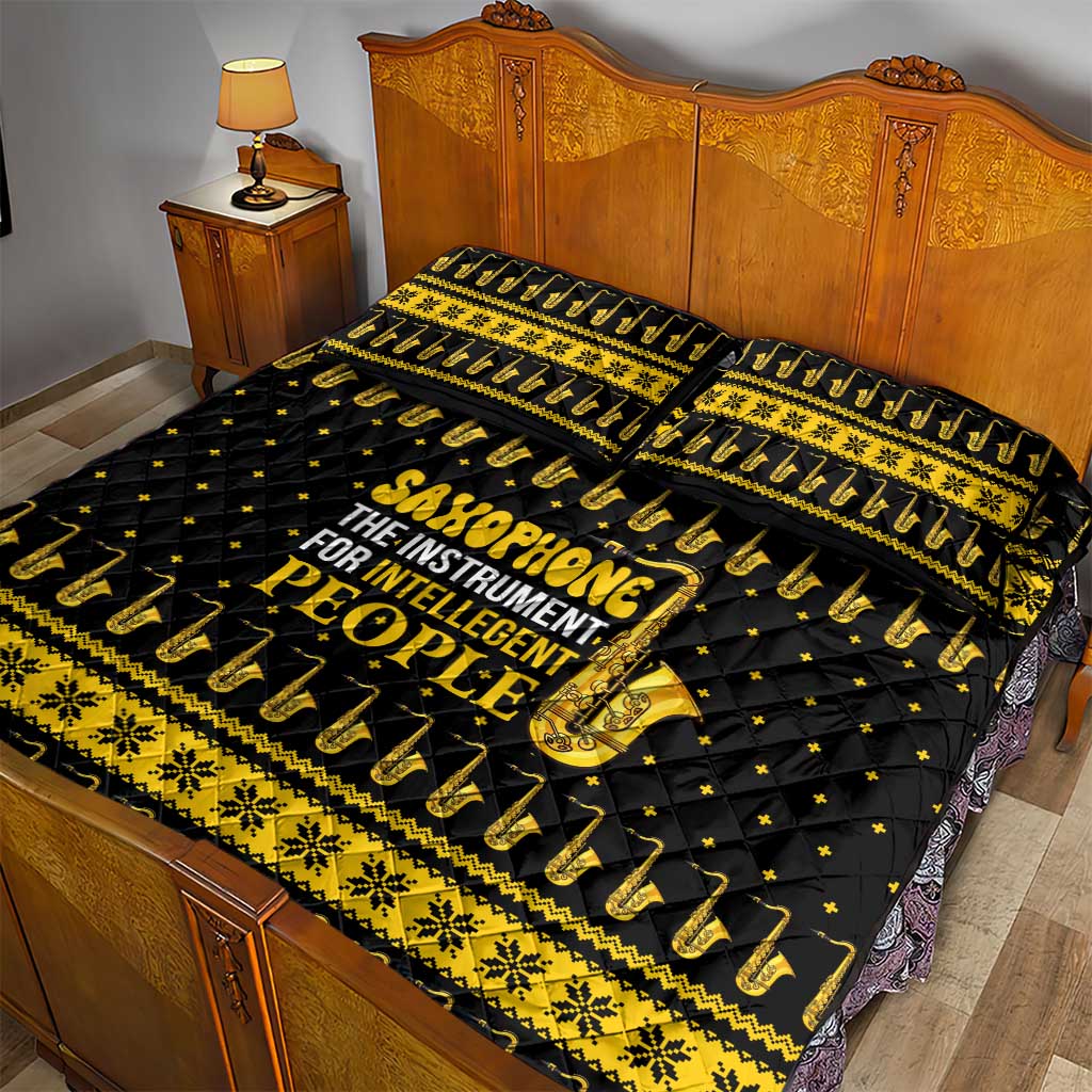 Saxophone The Instrument For Intellegent People Christmas Quilt Bed Set Xmas Holiday Patterns - Wonder Print Shop