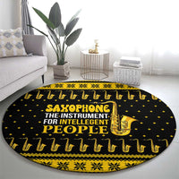 Saxophone The Instrument For Intellegent People Christmas Round Carpet Xmas Holiday Patterns - Wonder Print Shop