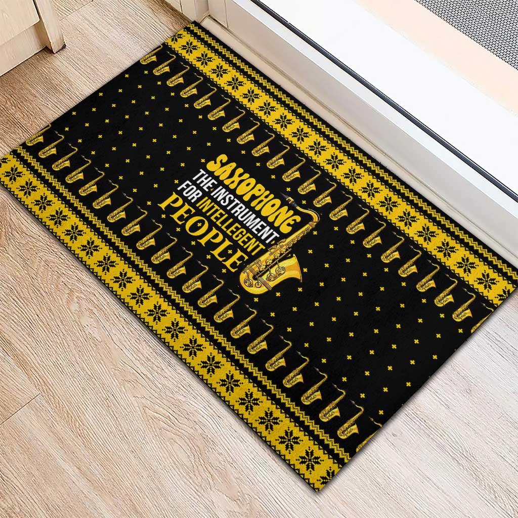 Saxophone The Instrument For Intellegent People Christmas Rubber Doormat Xmas Holiday Patterns - Wonder Print Shop