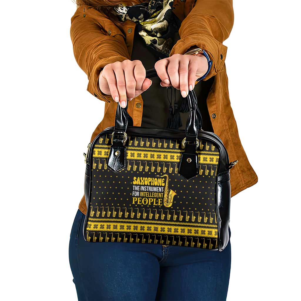 Saxophone The Instrument For Intellegent People Christmas Shoulder Handbag Xmas Holiday Patterns - Wonder Print Shop