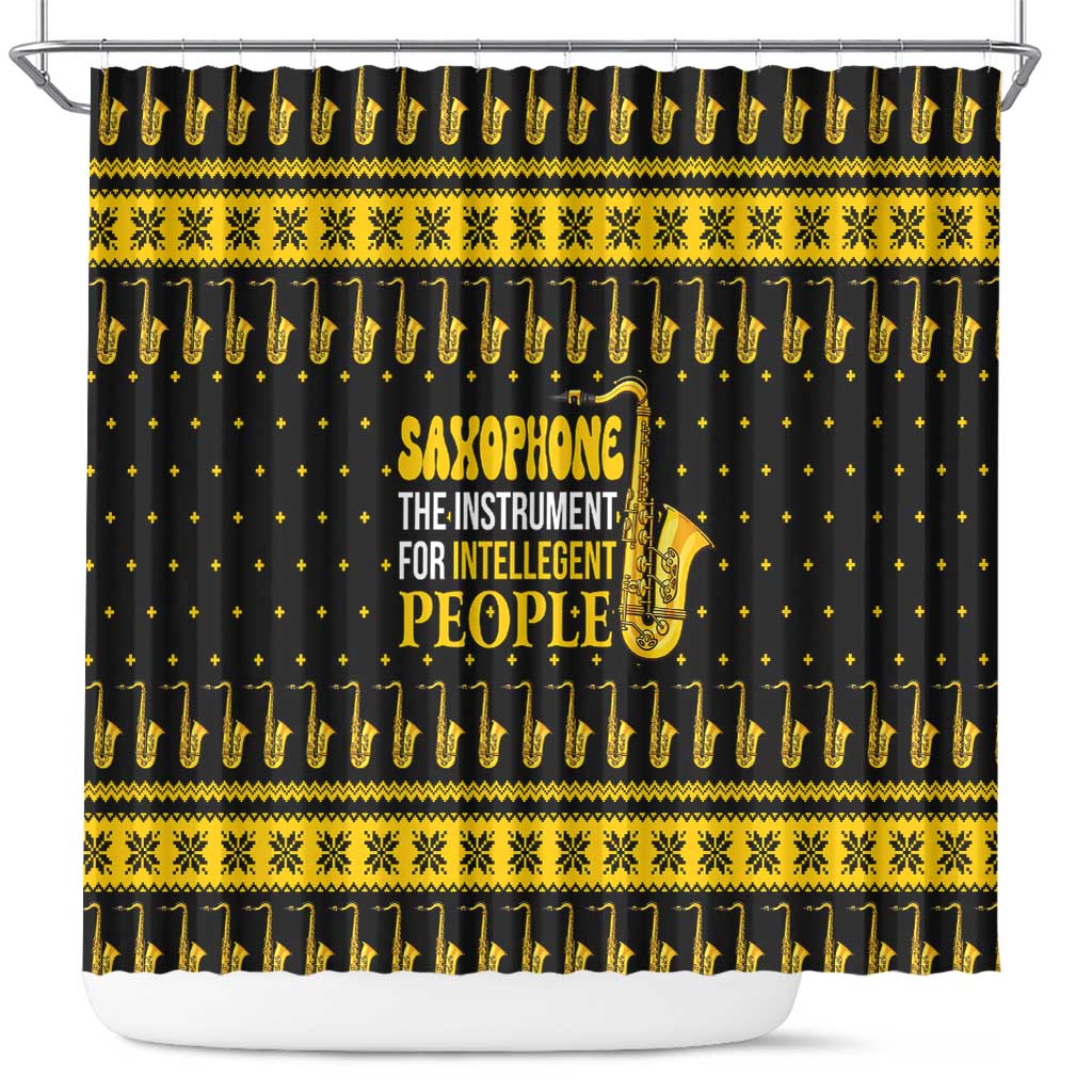 Saxophone The Instrument For Intellegent People Christmas Shower Curtain Xmas Holiday Patterns - Wonder Print Shop
