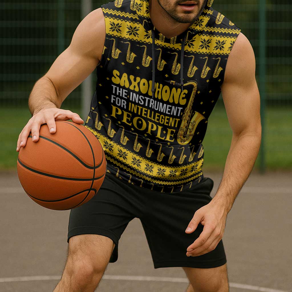 Saxophone The Instrument For Intellegent People Christmas Sleeveless Hoodie Xmas Holiday Patterns - Wonder Print Shop