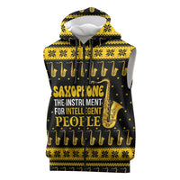 Saxophone The Instrument For Intellegent People Christmas Sleeveless Zip Hoodie Xmas Holiday Patterns - Wonder Print Shop